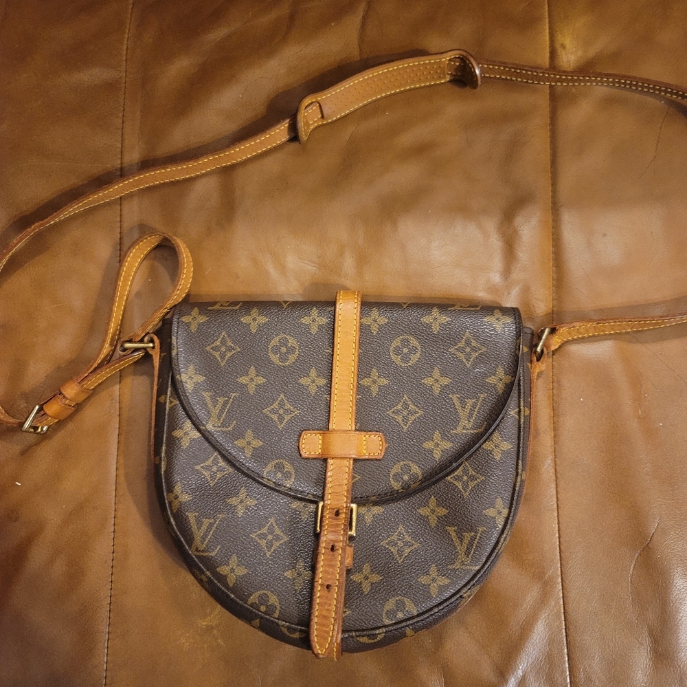 Monogram Crossbody Bag with Leather Strap Chantilly Mm